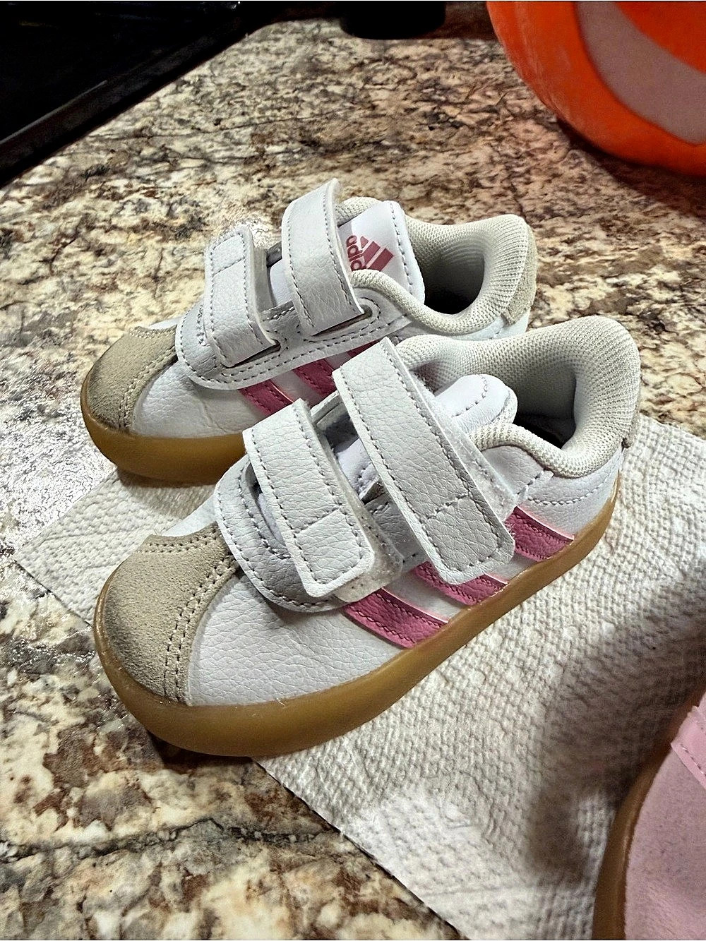 adidas VL Court 3.0 Hook & Loop Infant Shoes White & Pink